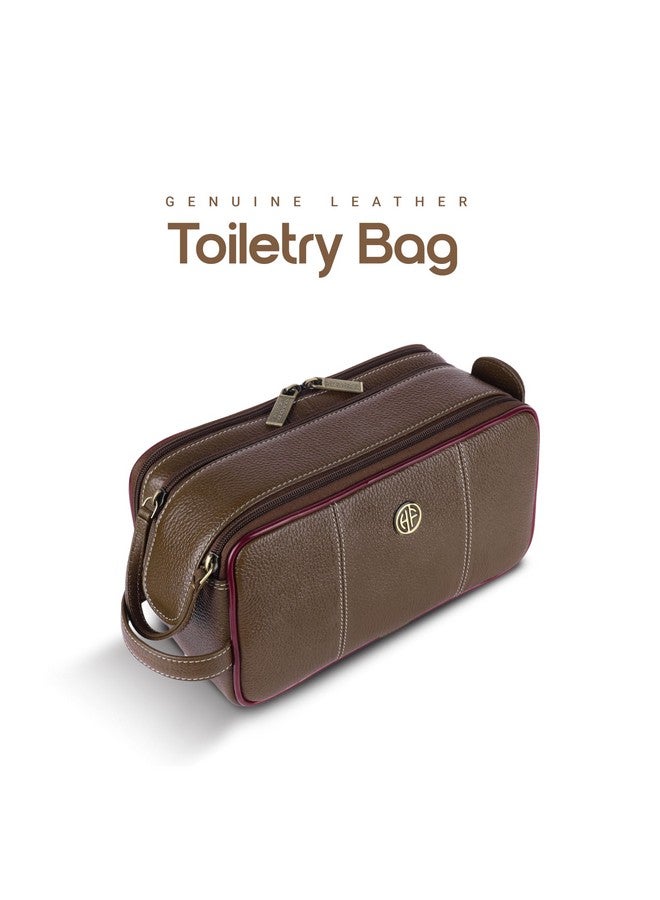 Hammonds Flycatcher Genuine Leather Travel Organizer Pouch - Toiletry Bag for Men and Women Cosmetic Organizer Bag, Shaving Kit Bag for Men Toiletry Pouch for Men with Multiple Pockets - Brushwood - Image 2