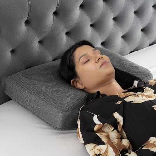 Wakefit Memory Foam Pillow | 1 Year Warranty | Orthopedic Pillows for Neck Pain, Pillow Memory Foam, Memory Pillow for Sleeping (25 x 15 x 4 inch, Set of 2 - Dark Grey, Large - Regular) - Image 5