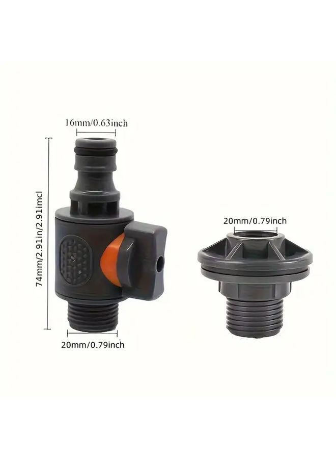 Heavy Duty PVC IBC Barrel Adapter Deluxe 1pc With Valve Industrial Grade Pressure Design Rainwater Collection Connector Kit Quick Install Dual Standard Hoses BSP NPT Threads Durable Leak Proof For Garden Lawn And Outdoor Watering System Robust Construction - Image 2