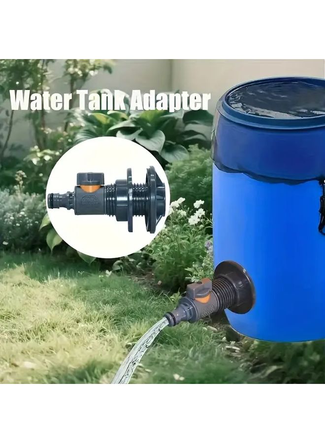 Heavy Duty PVC IBC Barrel Adapter Deluxe 1pc With Valve Industrial Grade Pressure Design Rainwater Collection Connector Kit Quick Install Dual Standard Hoses BSP NPT Threads Durable Leak Proof For Garden Lawn And Outdoor Watering System Robust Construction - Image 1