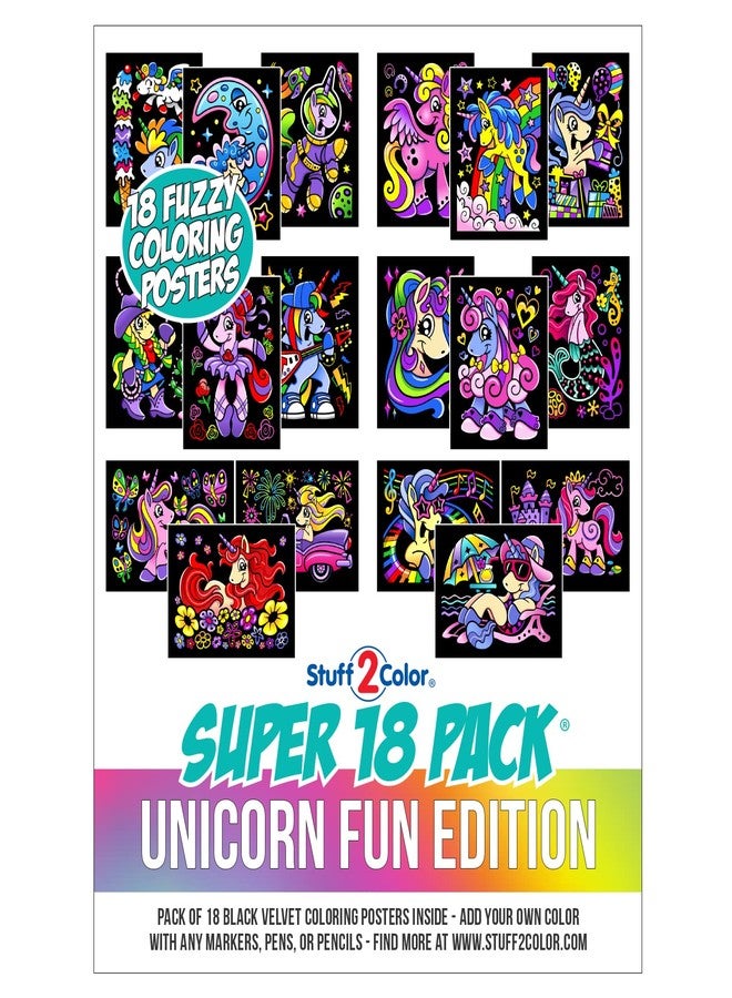 Stuff2Color Super Pack of 18 Fuzzy Velvet Coloring Posters (Unicorn Fun Edition) - Great for Family Time, Arts and Crafts, Travel, Quiet Time, Sharing, Parties [All Ages: Kids, Girls, Adults, Toddlers, Teens] - Image 4