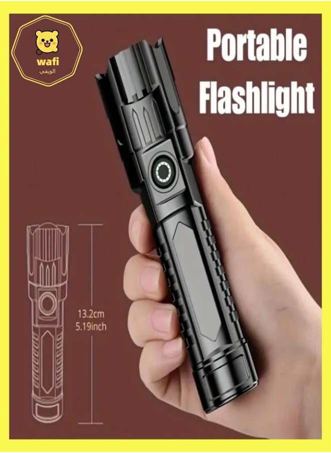 Features Outdoor Flashlight, Led Remote Telescopic Zoom Flashlight, Plastic Usb Rechargeable Flashlight