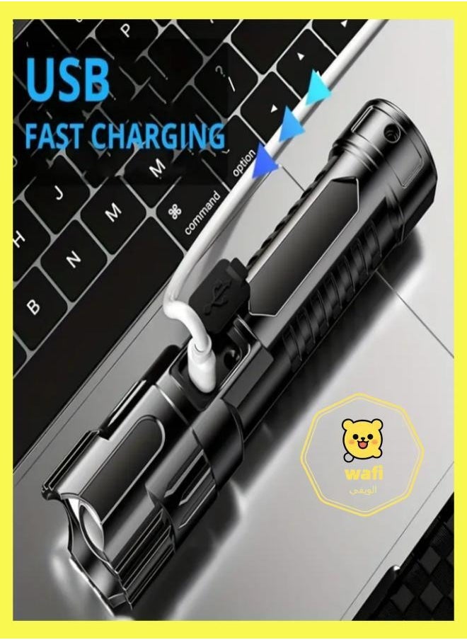 Features Outdoor Flashlight, Led Remote Telescopic Zoom Flashlight, Plastic Usb Rechargeable Flashlight