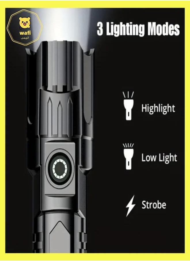 Features Outdoor Flashlight, Led Remote Telescopic Zoom Flashlight, Plastic Usb Rechargeable Flashlight