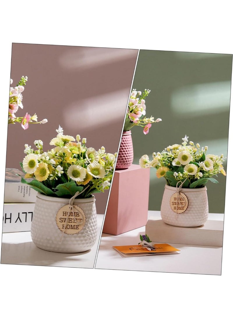 PTTIMFFM Artificial Potted Daisy Flowers Faux Silk Daisy Plant in Small Ceramic Vase for Rustic Home and Office Tabletop Decor（Yellow flowers&white pot ）  - Image 4