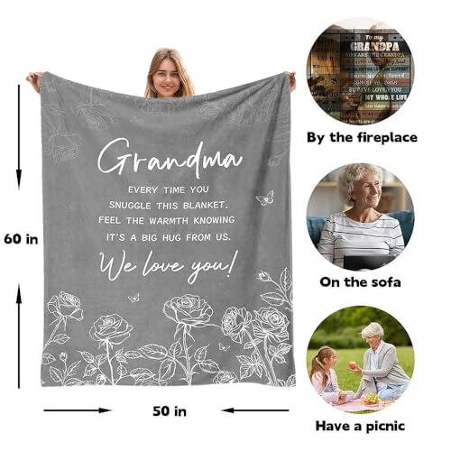 AJIIUSV Grandma Birthday Gifts, Grandma Blanket from Grandkids, Gift for Grandmother Mothers Day Christmas, to My Grandmother Throw Blanket 50"x60" - Image 2