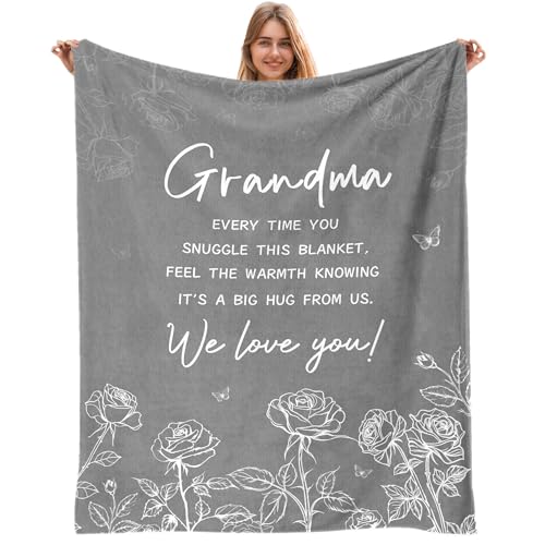 AJIIUSV Grandma Birthday Gifts, Grandma Blanket from Grandkids, Gift for Grandmother Mothers Day Christmas, to My Grandmother Throw Blanket 50"x60" - Image 1