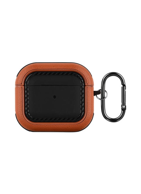 Suitable For Airpods 3rd Generation Bluetooth Headset Protective Cover For Apple Pro2 Pure Color Leather Pattern Soft Shell Simple Anti-fall Export-Color:Leather Texture Soft Shell-black + Brown (with Packaging Box)-Applicable Models:airpods Pro Headphone Cover