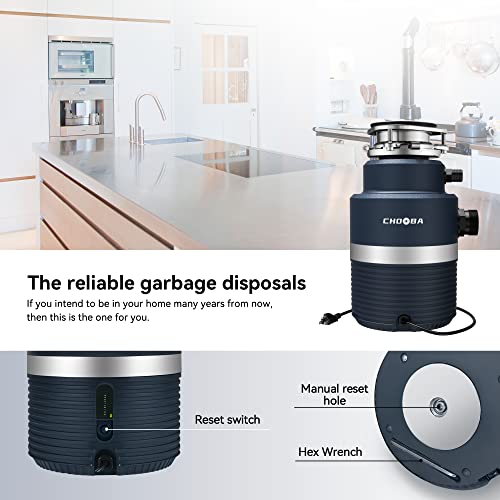 Chooba Garbage Disposal 1HP, Food Waste Disposal Continuous Feed, Garbage Disposal with Power Cord,Navy Blue… - Image 5