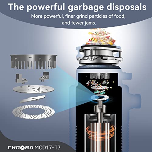 Chooba Garbage Disposal 1HP, Food Waste Disposal Continuous Feed, Garbage Disposal with Power Cord,Navy Blue… - Image 4