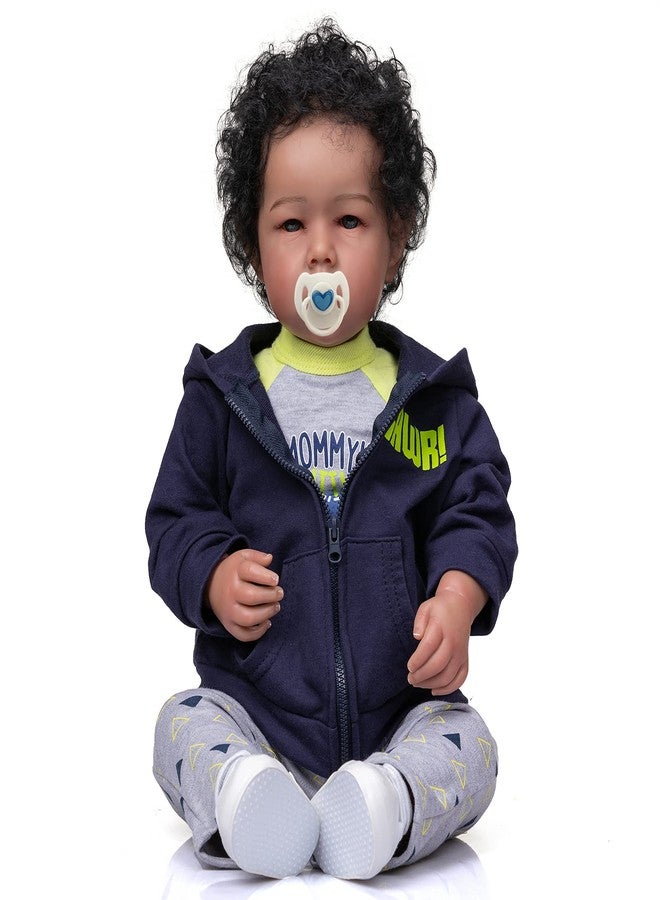 iCradle Reborn Baby Dolls Boy Black Biracial African American Realistic Newborn Baby Dolls Lifelike Ethnic Silicone Reborn Toddler Doll Toy Accessories Gift for Collection & Kids Age 3+ - Image 1