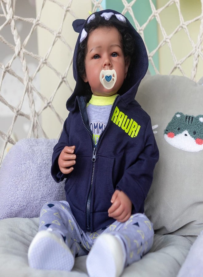 iCradle Reborn Baby Dolls Boy Black Biracial African American Realistic Newborn Baby Dolls Lifelike Ethnic Silicone Reborn Toddler Doll Toy Accessories Gift for Collection & Kids Age 3+ - Image 2