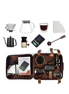 MOCOM V60 Pour Over Coffee Maker Set with Coffee Kettle, Scale, Glass Dripper, and Travel Case - Portable Manual Coffee Kit for Camping, Traveling, and Home Brewing - Perfect Coffee Gift Set for Coffee Enthusiasts  - Image 1