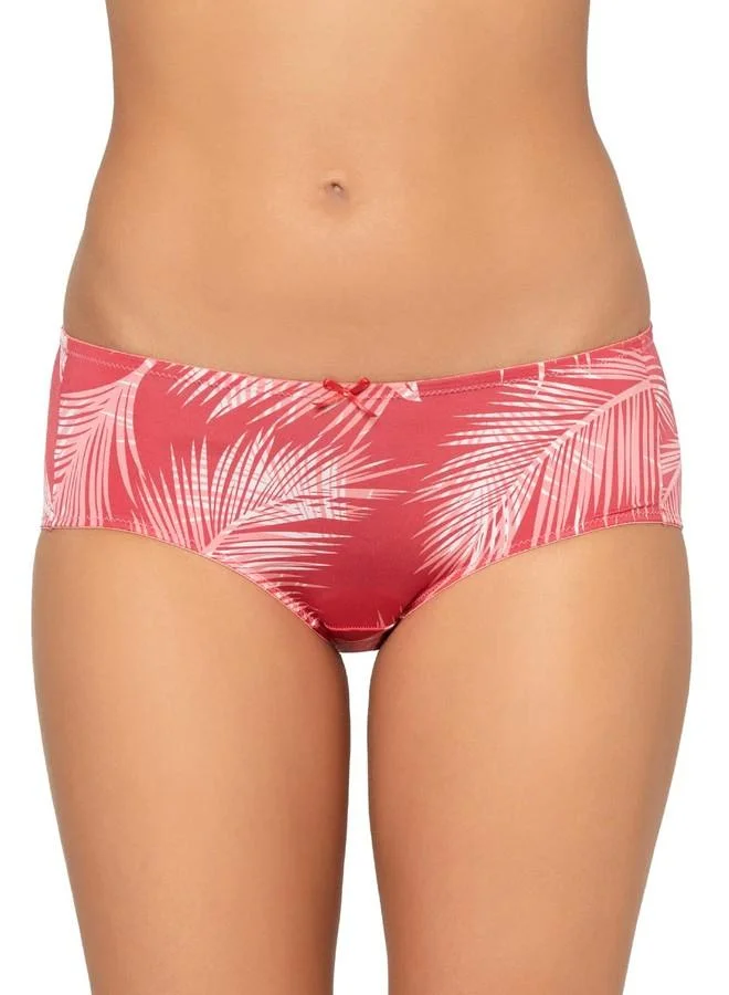 ترايامف Triumph International Everyday Comfort Hipster Panty for Women | Minimizer Size - S, Red Full Coverage Tropical Print | Soft Microfiber Fabric | Pack of