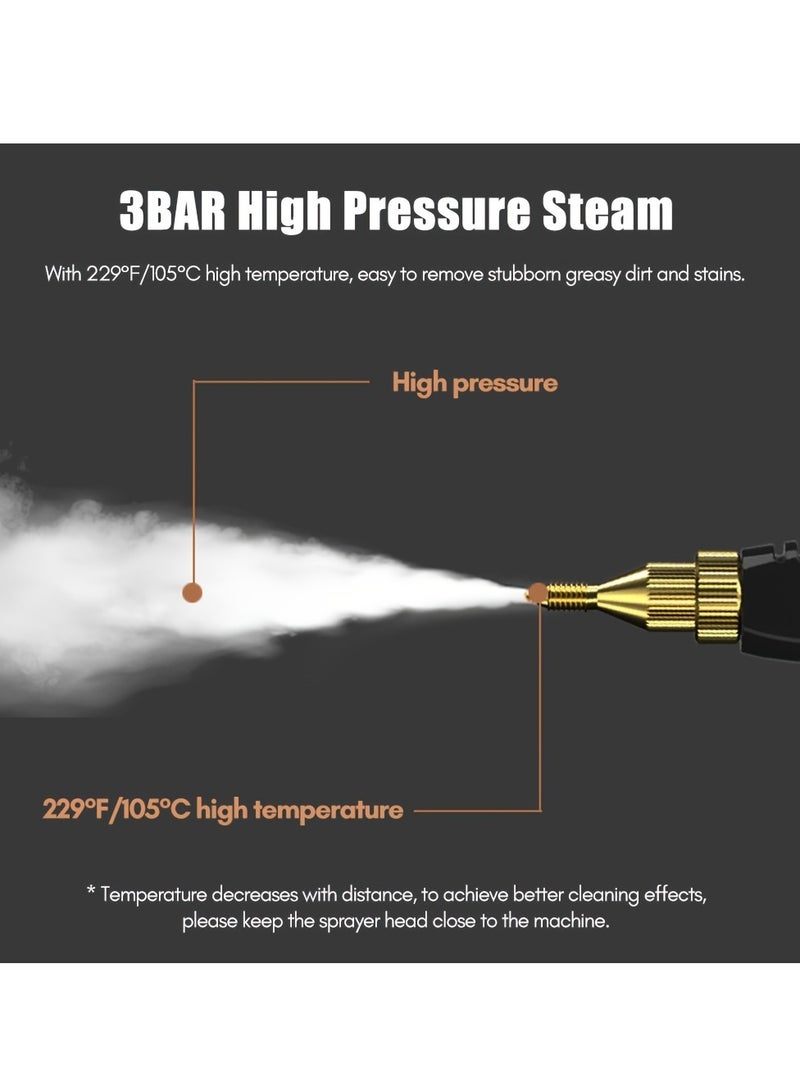 إيفرين آلة التنظيف بالبخار المحمولة المحمولة المحمولة المحمولة باليد ذات درجة حرارة عالية مضغوطة لتنظيف البخار مع رؤوس فرشاة لأثاث المطبخ والحمام - Image 4