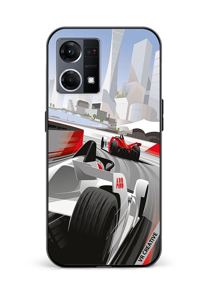 VR CREATIVE Protective Case Cover For Oppo Reno8 4G F1 Car Racing Design Multicolour - Image 1