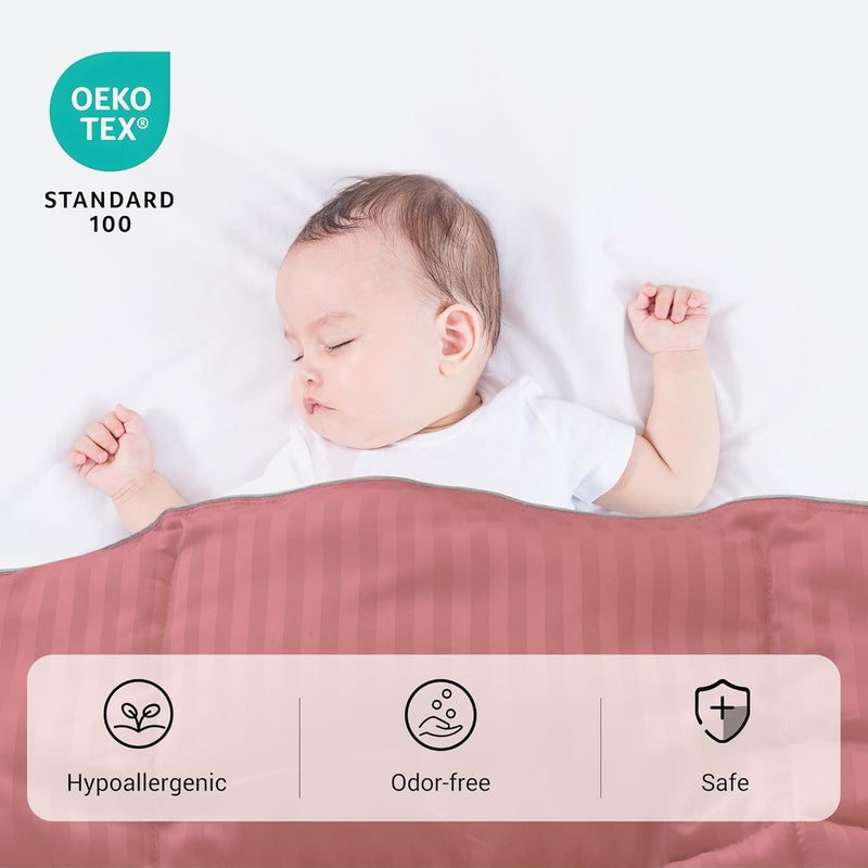 ZPECC Toddler Down Alternative Comforter, 39x47 Hypoallergenic Baby Blanket Quilt, Soft Breathable Lightweight All Season Kids Duvet Insert for Crib Stroller Cot Daycare, Dusty Rose - Image 4