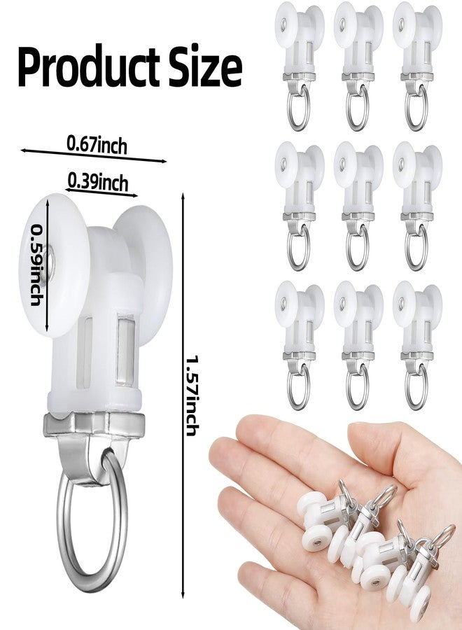 Barydat Curtain Track Roller Hooks Rail Pulleys Runners Plastic Ceiling Gliders Window Rod Dual Wheel Roller Carriers Mounted Curtain Track for Window Rail Rod Room Dividers(60 Pcs) - Image 2