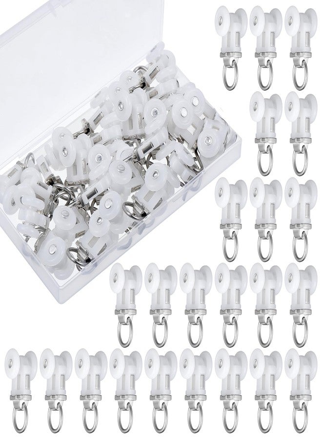 Barydat Curtain Track Roller Hooks Rail Pulleys Runners Plastic Ceiling Gliders Window Rod Dual Wheel Roller Carriers Mounted Curtain Track for Window Rail Rod Room Dividers(60 Pcs) - Image 1