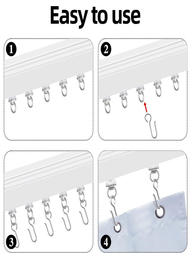 Barydat Curtain Track Roller Hooks Rail Pulleys Runners Plastic Ceiling Gliders Window Rod Dual Wheel Roller Carriers Mounted Curtain Track for Window Rail Rod Room Dividers(60 Pcs) - Image 4
