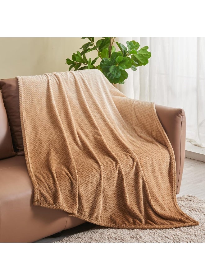 نيو كوزبلاي Newcosplay Super Super Throw بطانية Ombre Brown Premium Flannel Flannel Leaves Leaves Blegh Lightweight Bed Alloy Show (Ombre Brown Throw (50 "" x60 "")) - Image 2