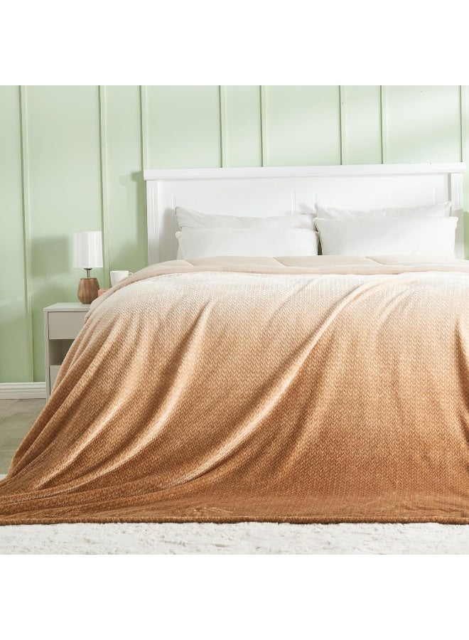 نيو كوزبلاي Newcosplay Super Super Throw بطانية Ombre Brown Premium Flannel Flannel Leaves Leaves Blegh Lightweight Bed Alloy Show (Ombre Brown Throw (50 "" x60 "")) - Image 3
