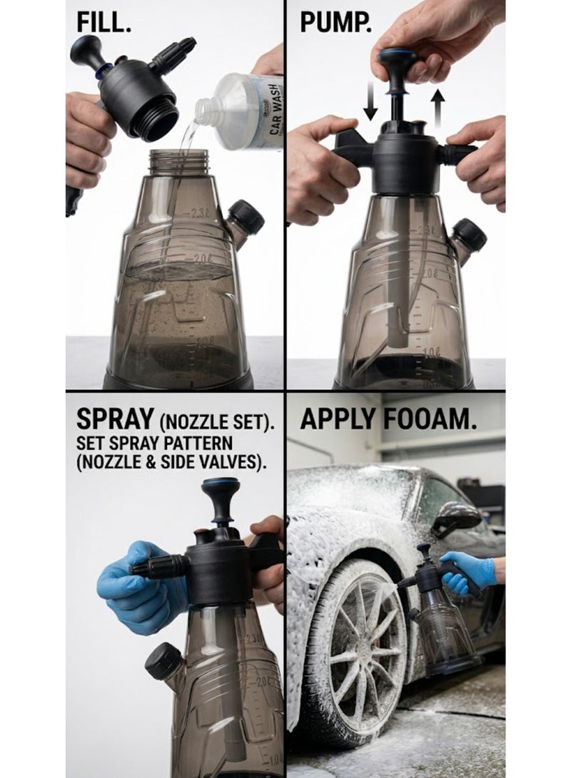 2.3L Manual Compression Foam Sprayer, Heavy-Duty Pump Pressure Washer for Car Detailing and Home Cleaning - Image 2