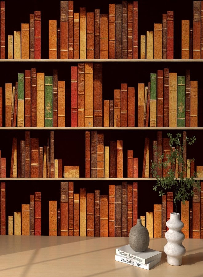 ReWallpaper ورق حائط ReWallpaper بتصميم كتب عتيقة، قابل للتقشير واللصق، مقاس 17.5 بوصة × 10 أقدام، ورق حائط أكاديمي داكن، برتقالي محروق، ورق حائط لاصق ذاتي، خلفية ديكورية لرفوف الكتب القديمة لغرفة النوم وغرفة الأطفال - Image 4