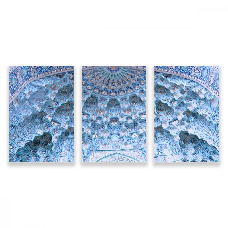 ماركتنا ثلاث لوحات قماشية مودرن بتصميم زخرفة مع برواز مجوف مقاس (90×40) ثلاث قطع - Image 1