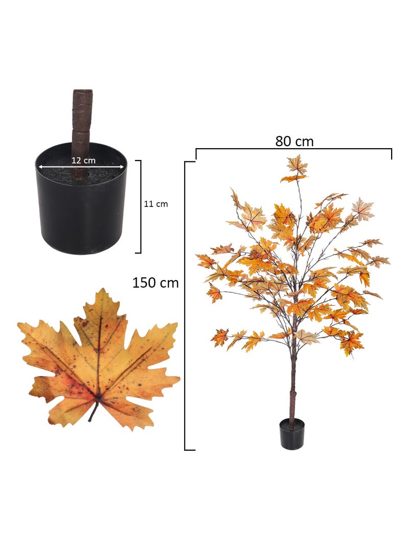 Yatai - YATAI Artificial Maple Leaves Plant 1.5 Meters High Artificial Maple Tree Fake Plant with Plastic Pot for Home Garden Decoration – Fake Tree – Artificial Plants - Image 1