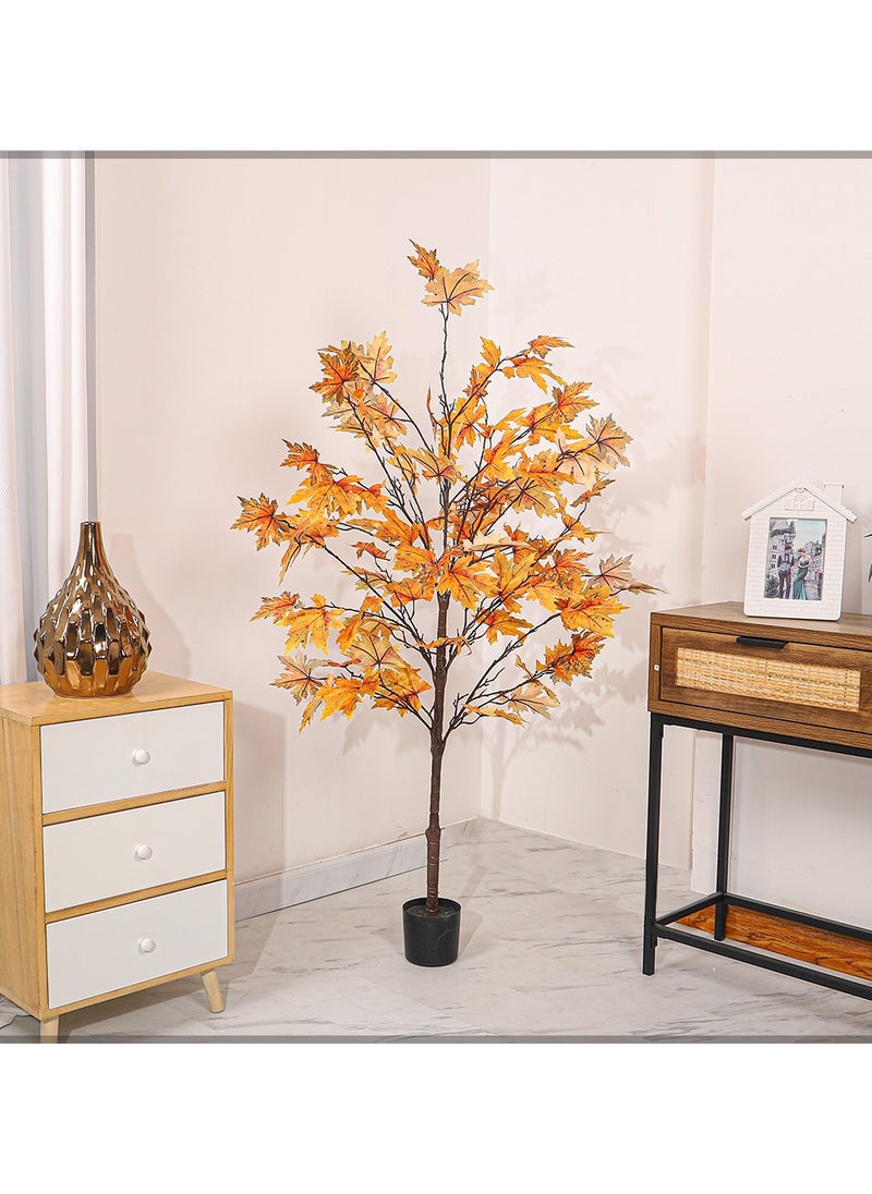 Yatai - YATAI Artificial Maple Leaves Plant 1.5 Meters High Artificial Maple Tree Fake Plant with Plastic Pot for Home Garden Decoration – Fake Tree – Artificial Plants - Image 1