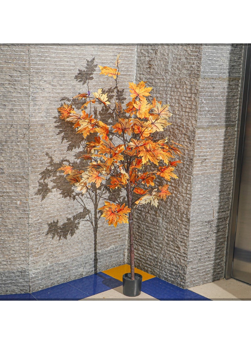 Yatai - YATAI Artificial Maple Leaves Plant 1.5 Meters High Artificial Maple Tree Fake Plant with Plastic Pot for Home Garden Decoration – Fake Tree – Artificial Plants - Image 1