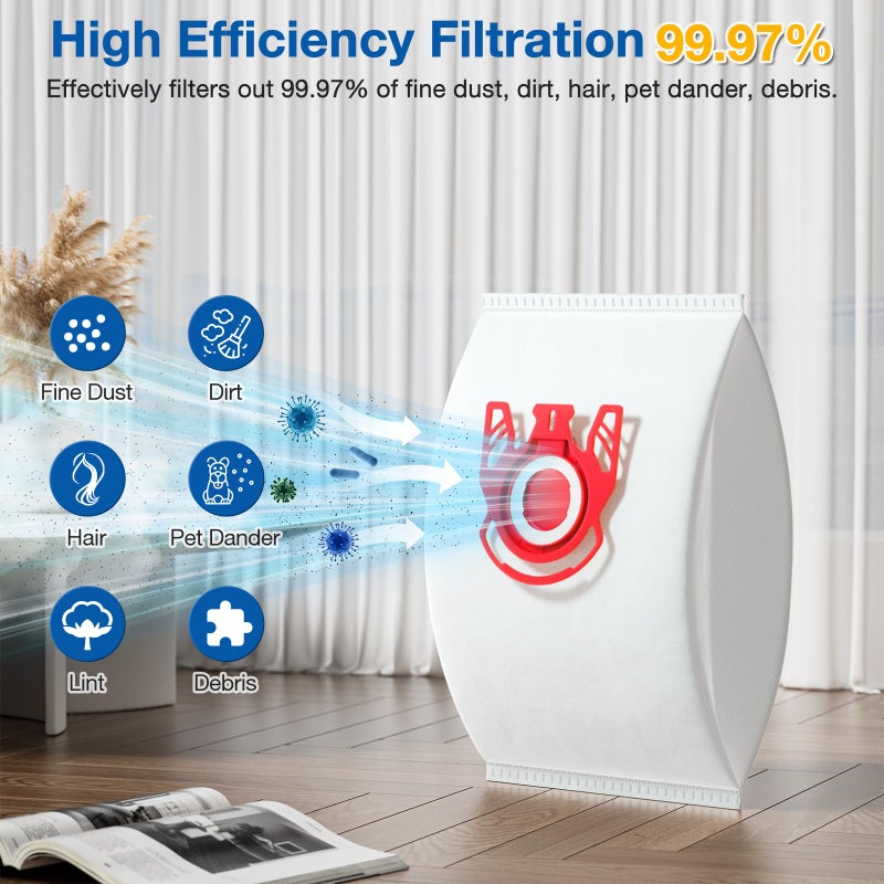 LINNIW 20 Pack 3D Airclean FJM Vacuum Cleaner Bags Compatible with Miele FJM Vacuum Cleaner, Compact C1, Compact C2, Complete C1, S241, S290, S300i, S500, S700, S4, S6 Series, Replaces Part 10123220 - Image 4