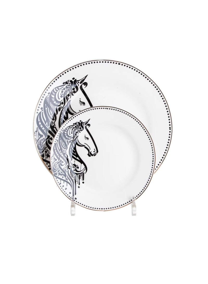 هيك طقم سفرة بورسلين مكون من 29 قطعة ديزاين أسود ذهبي - Image 3