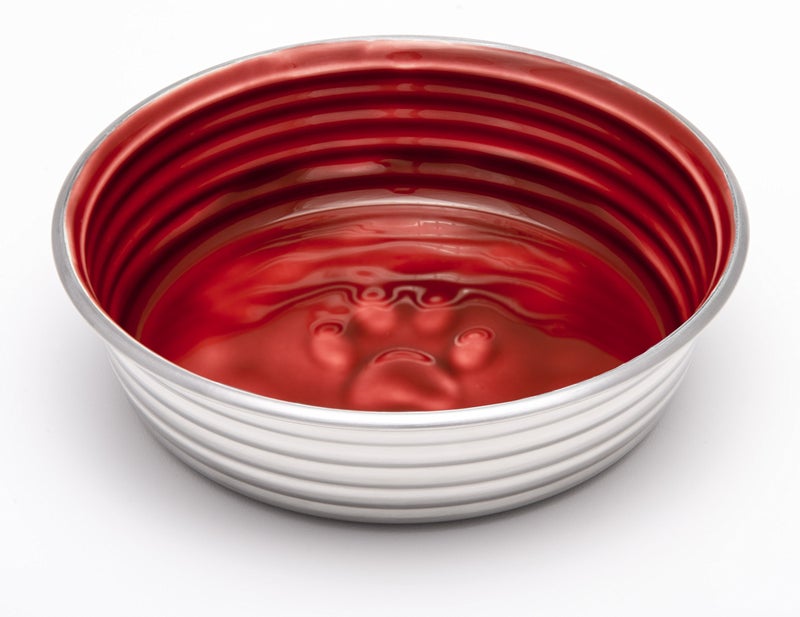 Loving Pets Le BOL Dog Food Water Bowl Enamel Ceramic Bowl No Tip Stainless Steel Pet Bowl No Skid Spill Proof Large Bordeaux