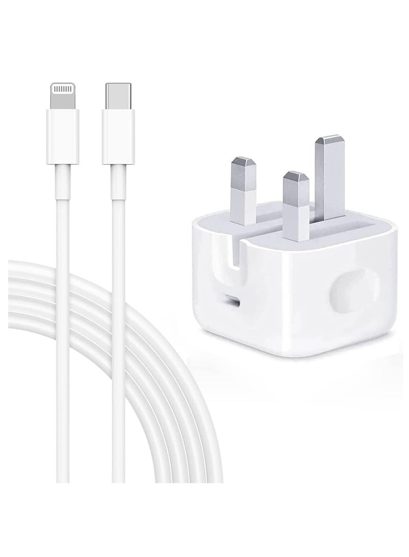 iPhone 20W Fast Charger | USB C Wall Fast Charger with USB C to Lightning Cable Compatible with iPhone 14/14 Pro/14 Pro Max/13/12/SE2020/11/XR/XS Max/X/iPad - Image 1