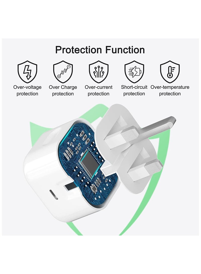 iPhone 20W Fast Charger | USB C Wall Fast Charger with USB C to Lightning Cable Compatible with iPhone 14/14 Pro/14 Pro Max/13/12/SE2020/11/XR/XS Max/X/iPad - Image 3