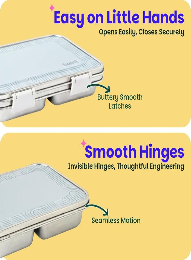 Basil Bento Neo Classic 2025 – New & Improved, 1000ml 3-Compartment Stainless Steel Lunch Box for Adults, Teens & Kids | Leak-Proof & Easy to Open Tiffin for Office, School, College - Grey - Image 5