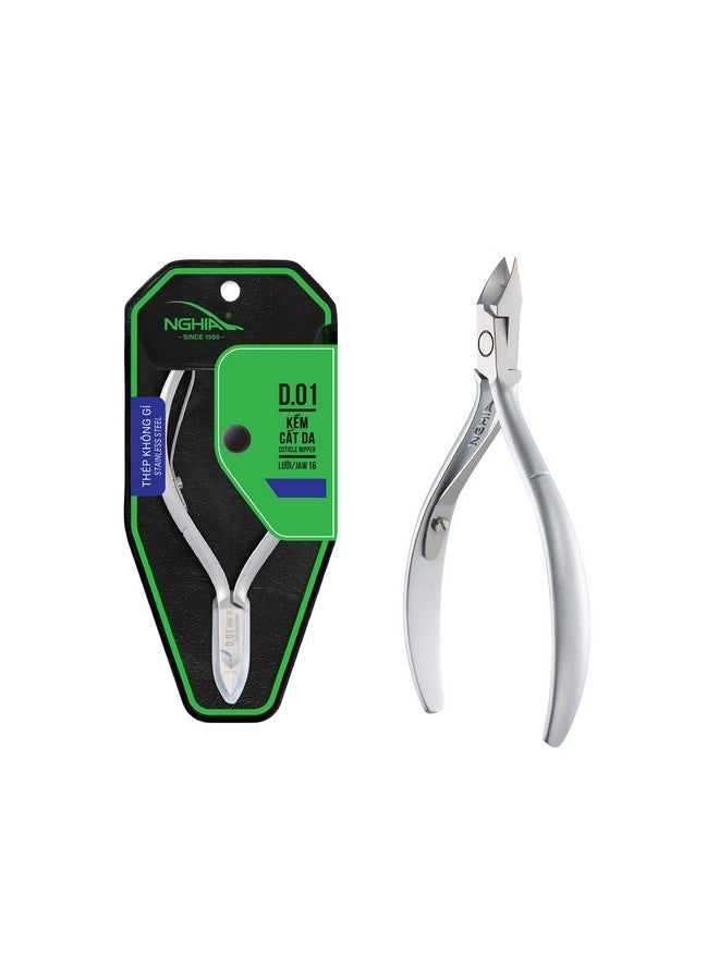 NGHIA Cuticle Nipper - D-01 Jaw 12 | Stainless Steel | Durable And Sharp | Ergonomic Design | Grey Plated | Ideal For Salons And Home Use - Image 1