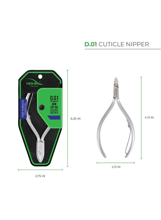 NGHIA Cuticle Nipper - D-01 Jaw 12 | Stainless Steel | Durable And Sharp | Ergonomic Design | Grey Plated | Ideal For Salons And Home Use - Image 2
