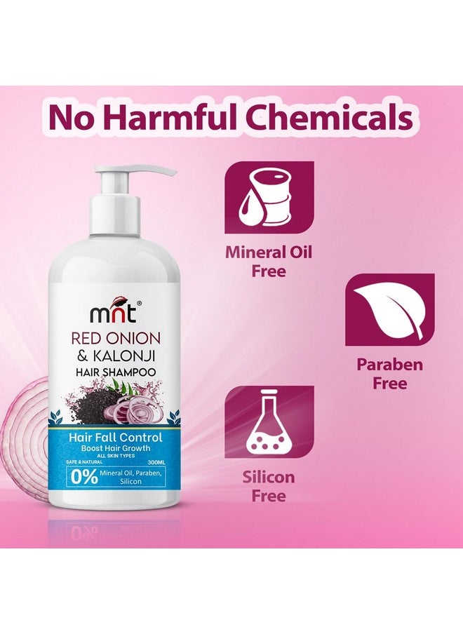 MNT - Red Onion & Kalonji Hair Shampoo For Hair Fall Control And Hair Growth With Onion & Black Cumin Seed Oil, 300 Ml - Image 1