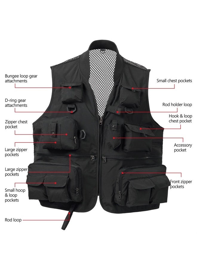 BASSDASH - Versatile Men's Women's Fishing Photography Vest with Mesh Back 6 Sizes - Image 1