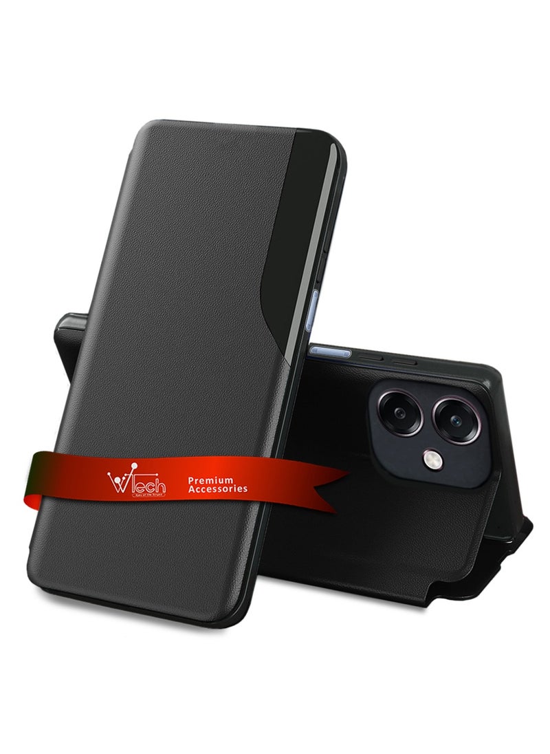دبليو تيك - Oppo A3x 4G 2024 غطاء هاتف ذكي مرآة للهاتف - أسود - Image 1