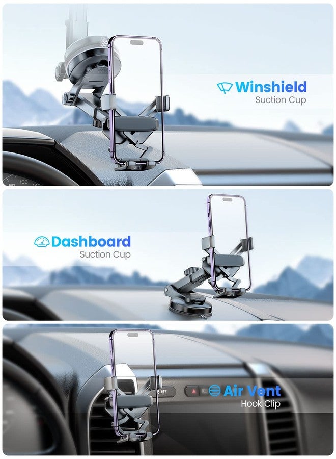 eSamcore Windshield Phone Mount for Car, Car Vent Phone Mount Gravity Suction Cup Phone Holder for Car Window Dashboard Car Cell Phone Holder for iPhone 14 Car Mount - Image 3