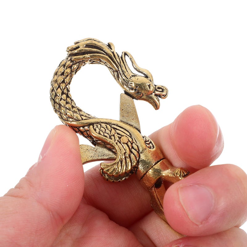 Vintage Brass Dragon And Mythical Bird Keychain Set 2 Pieces Bag Charms - Image 4