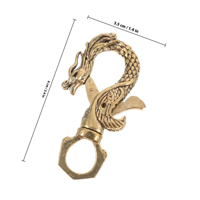 Vintage Brass Dragon And Mythical Bird Keychain Set 2 Pieces Bag Charms - Image 3