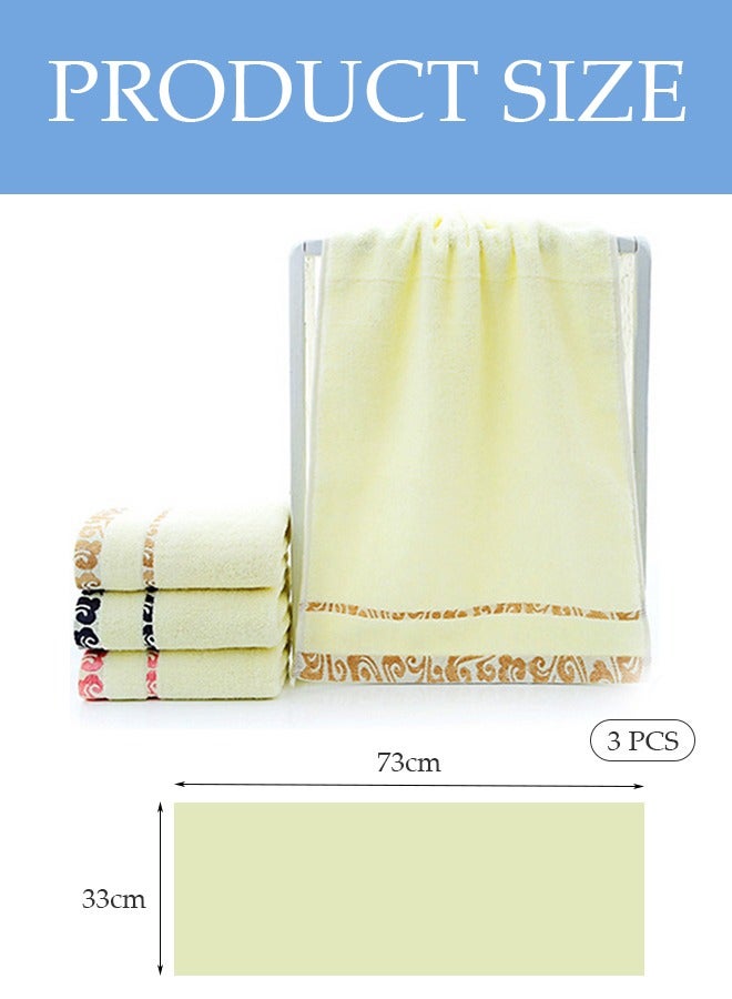 DUNISO 3PCS Cotton Hand Towels Premium Quality Face Towels Skin-Friendly Soft Quick-Drying Moisture Highly Absorbent, Quick Dry,Best Towel for Bathroom, Spa And Hotel,yellow(73x33ccn) - Image 2