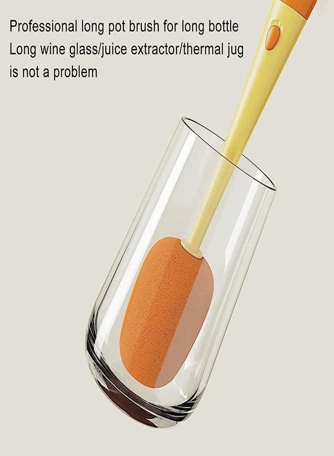 hyndrix 3-in-1 Multifunctional Cup Brush | Cleaning Brush in Carrot Shape | Sponge Brush with Long Handle | Bottle Cleaner Brush for Baby Bottles, Water Bottle (Multicolor,Pack of 1) - Image 4