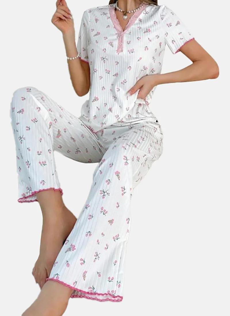 YUNIQEE White Printed Pyjamas & Top