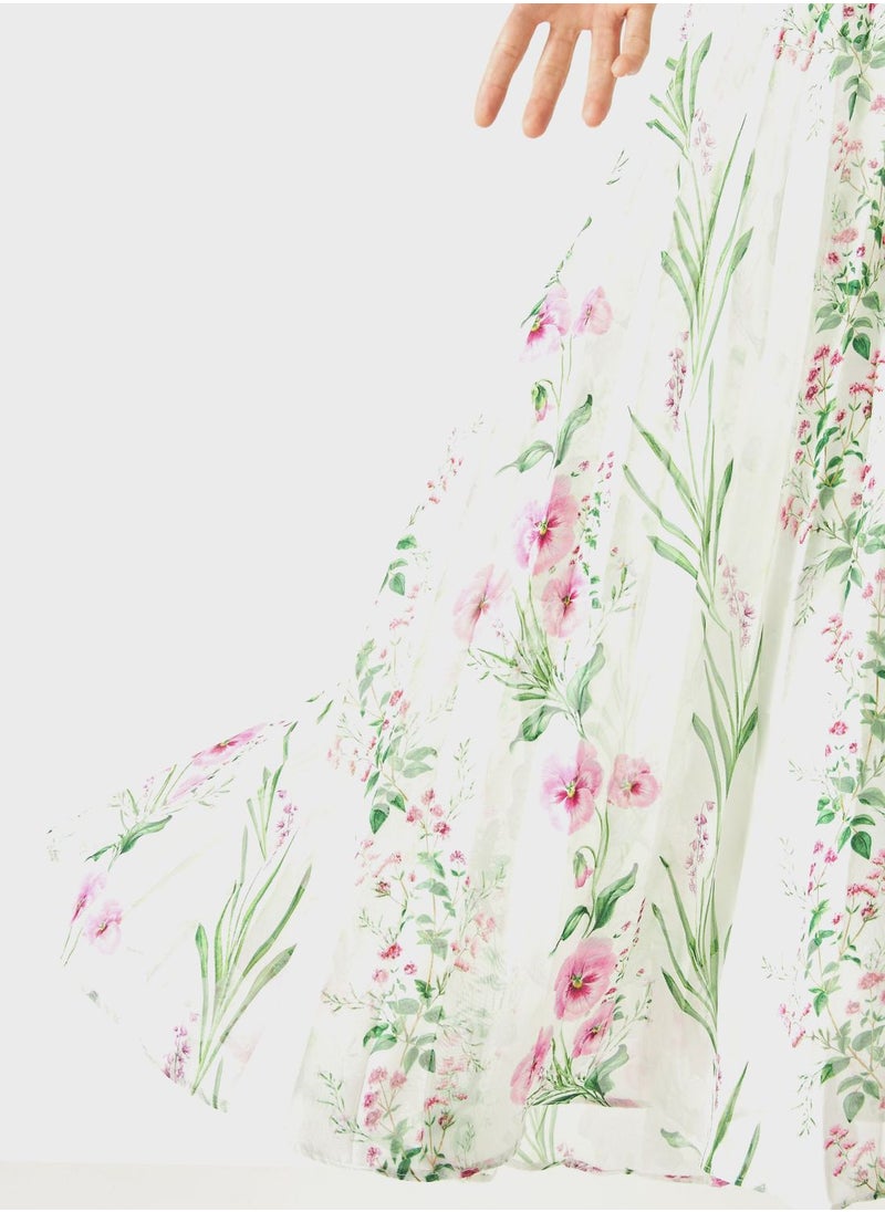 Iconic - Floral Print Pleated Skirt - Image 1